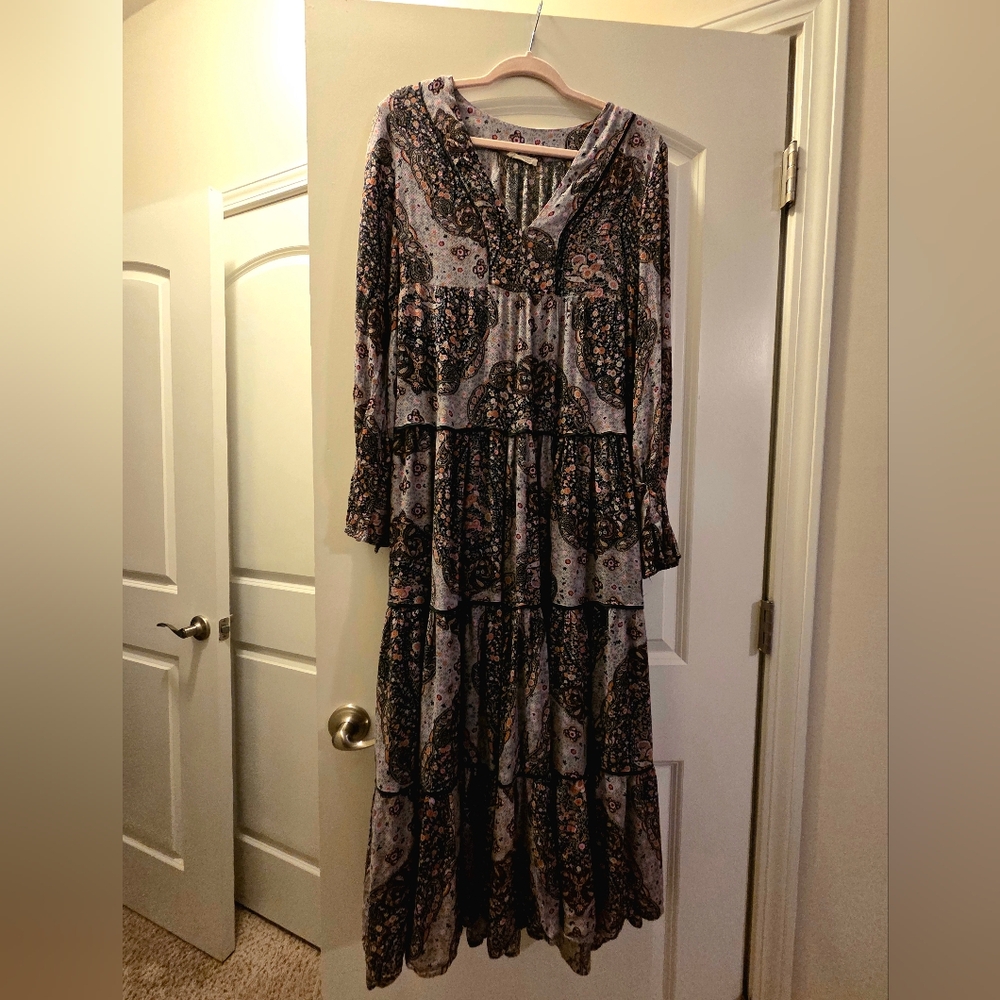 Lovestitch Large Floral Long Sleeve Dress BOOT BARN Western Purple Black